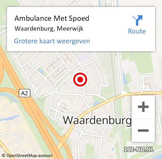 Locatie op kaart van de 112 melding: Ambulance Met Spoed Naar Waardenburg, Meerwijk op 1 januari 2023 01:12