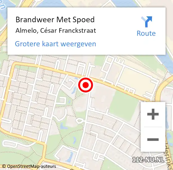 Locatie op kaart van de 112 melding: Brandweer Met Spoed Naar Almelo, César Franckstraat op 1 januari 2023 01:13