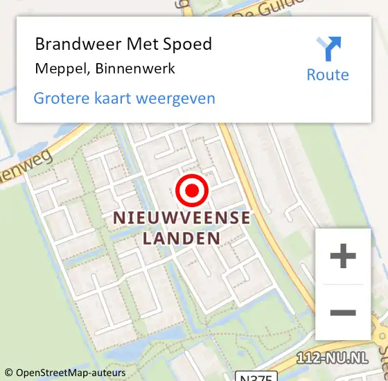 Locatie op kaart van de 112 melding: Brandweer Met Spoed Naar Meppel, Binnenwerk op 1 januari 2023 01:14