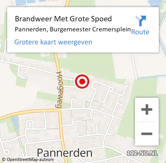 Locatie op kaart van de 112 melding: Brandweer Met Grote Spoed Naar Pannerden, Burgemeester Cremersplein op 1 januari 2023 01:15