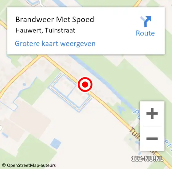 Locatie op kaart van de 112 melding: Brandweer Met Spoed Naar Hauwert, Tuinstraat op 1 januari 2023 01:16