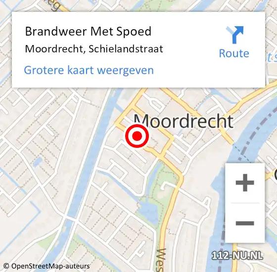 Locatie op kaart van de 112 melding: Brandweer Met Spoed Naar Moordrecht, Schielandstraat op 1 januari 2023 01:16