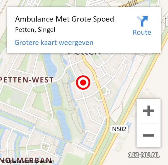 Locatie op kaart van de 112 melding: Ambulance Met Grote Spoed Naar Petten, Singel op 1 januari 2023 01:16