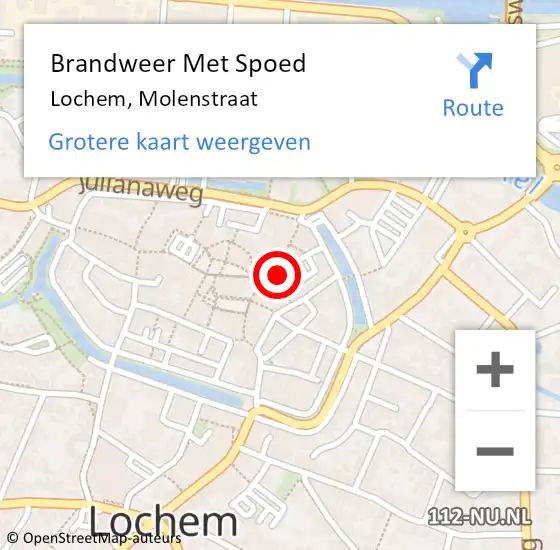 Locatie op kaart van de 112 melding: Brandweer Met Spoed Naar Lochem, Molenstraat op 1 januari 2023 01:18