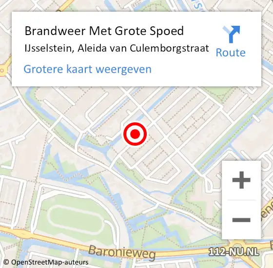 Locatie op kaart van de 112 melding: Brandweer Met Grote Spoed Naar IJsselstein, Aleida van Culemborgstraat op 1 januari 2023 01:18