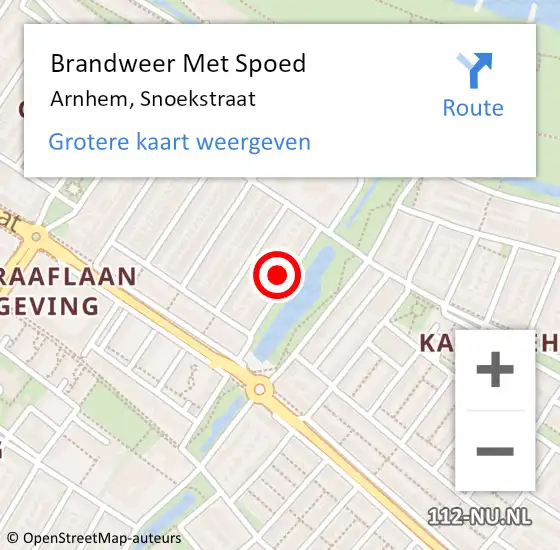 Locatie op kaart van de 112 melding: Brandweer Met Spoed Naar Arnhem, Snoekstraat op 1 januari 2023 01:21