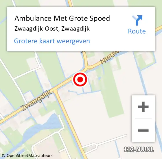 Locatie op kaart van de 112 melding: Ambulance Met Grote Spoed Naar Zwaagdijk-Oost, Zwaagdijk op 1 januari 2023 01:22