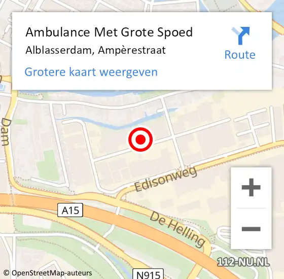 Locatie op kaart van de 112 melding: Ambulance Met Grote Spoed Naar Alblasserdam, Ampèrestraat op 1 januari 2023 01:23