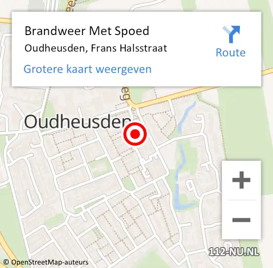 Locatie op kaart van de 112 melding: Brandweer Met Spoed Naar Oudheusden, Frans Halsstraat op 1 januari 2023 01:23
