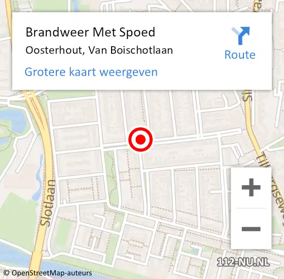 Locatie op kaart van de 112 melding: Brandweer Met Spoed Naar Oosterhout, Van Boischotlaan op 1 januari 2023 01:23