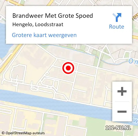 Locatie op kaart van de 112 melding: Brandweer Met Grote Spoed Naar Hengelo, Loodsstraat op 1 januari 2023 01:25