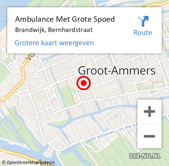 Locatie op kaart van de 112 melding: Ambulance Met Grote Spoed Naar Brandwijk, Bernhardstraat op 1 januari 2023 01:25