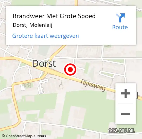 Locatie op kaart van de 112 melding: Brandweer Met Grote Spoed Naar Dorst, Molenleij op 1 januari 2023 01:31