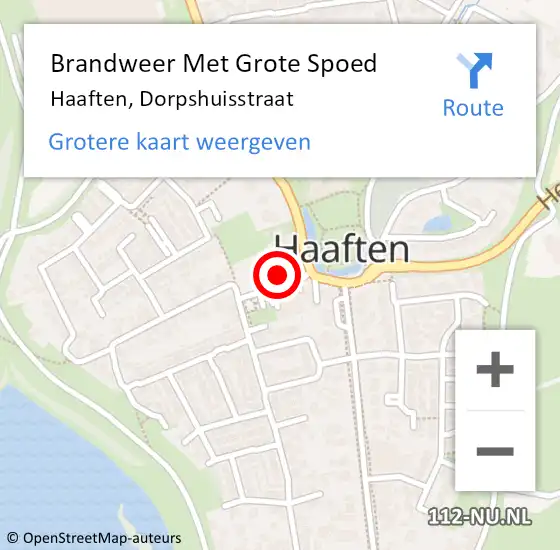 Locatie op kaart van de 112 melding: Brandweer Met Grote Spoed Naar Haaften, Dorpshuisstraat op 1 januari 2023 01:32