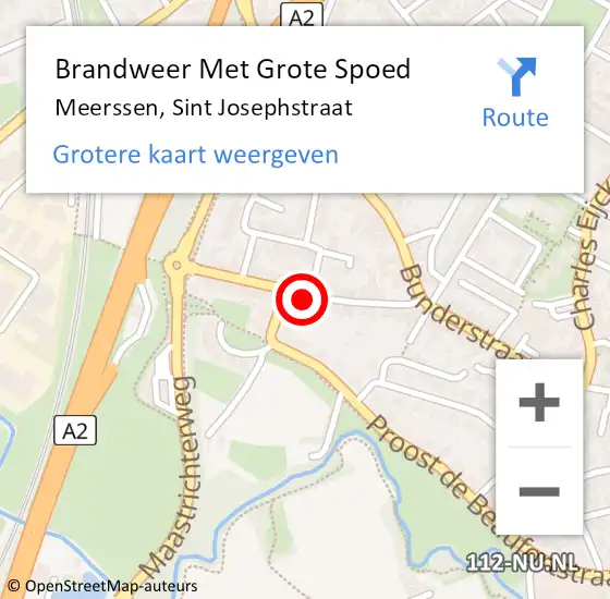 Locatie op kaart van de 112 melding: Brandweer Met Grote Spoed Naar Meerssen, Sint Josephstraat op 1 januari 2023 01:37