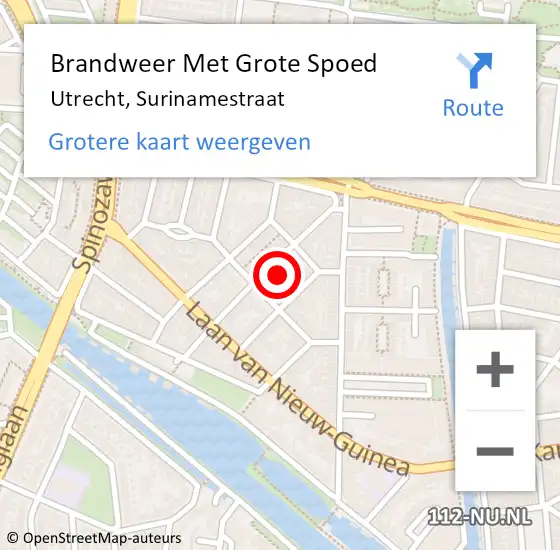 Locatie op kaart van de 112 melding: Brandweer Met Grote Spoed Naar Utrecht, Surinamestraat op 1 januari 2023 01:38