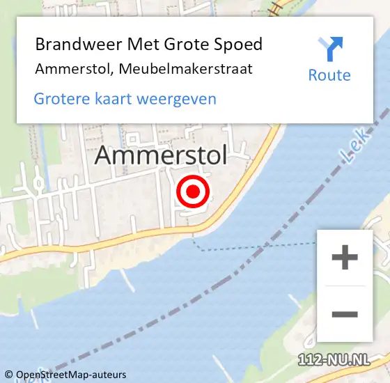 Locatie op kaart van de 112 melding: Brandweer Met Grote Spoed Naar Ammerstol, Meubelmakerstraat op 1 januari 2023 01:40