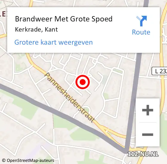 Locatie op kaart van de 112 melding: Brandweer Met Grote Spoed Naar Kerkrade, Kant op 1 januari 2023 01:41