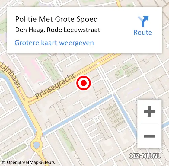 Locatie op kaart van de 112 melding: Politie Met Grote Spoed Naar Den Haag, Rode Leeuwstraat op 1 januari 2023 01:45