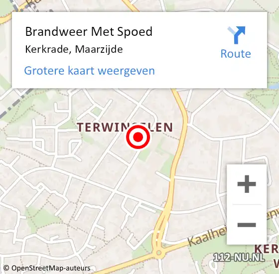 Locatie op kaart van de 112 melding: Brandweer Met Spoed Naar Kerkrade, Maarzijde op 1 januari 2023 01:45