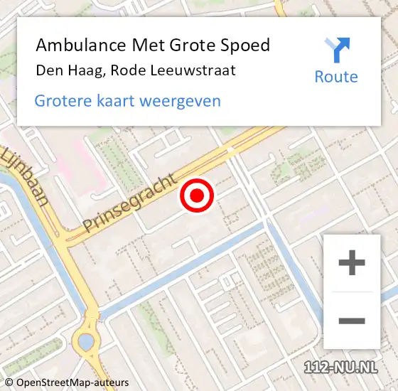 Locatie op kaart van de 112 melding: Ambulance Met Grote Spoed Naar Den Haag, Rode Leeuwstraat op 1 januari 2023 01:46