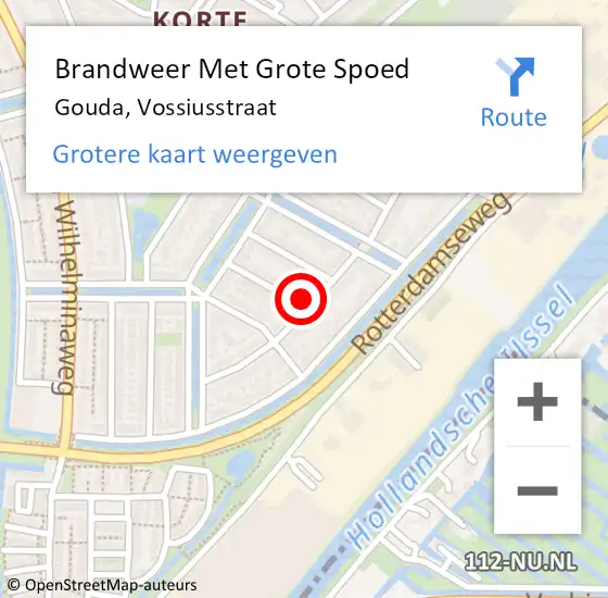 Locatie op kaart van de 112 melding: Brandweer Met Grote Spoed Naar Gouda, Vossiusstraat op 1 januari 2023 01:47