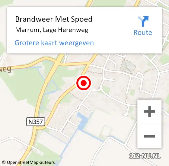 Locatie op kaart van de 112 melding: Brandweer Met Spoed Naar Marrum, Lage Herenweg op 1 januari 2023 01:47