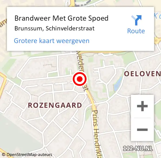 Locatie op kaart van de 112 melding: Brandweer Met Grote Spoed Naar Brunssum, Schinvelderstraat op 1 januari 2023 01:50