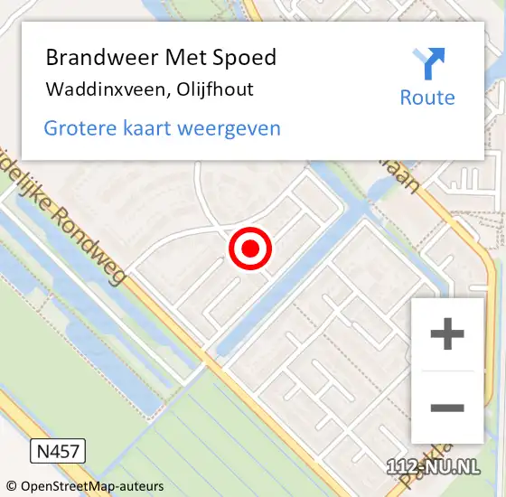 Locatie op kaart van de 112 melding: Brandweer Met Spoed Naar Waddinxveen, Olijfhout op 1 januari 2023 01:54