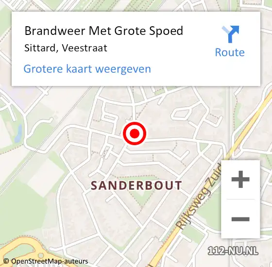 Locatie op kaart van de 112 melding: Brandweer Met Grote Spoed Naar Sittard, Veestraat op 1 januari 2023 01:58