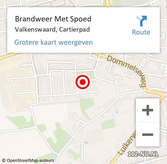 Locatie op kaart van de 112 melding: Brandweer Met Spoed Naar Valkenswaard, Cartierpad op 1 januari 2023 01:58