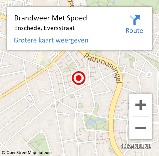 Locatie op kaart van de 112 melding: Brandweer Met Spoed Naar Enschede, Eversstraat op 1 januari 2023 01:59