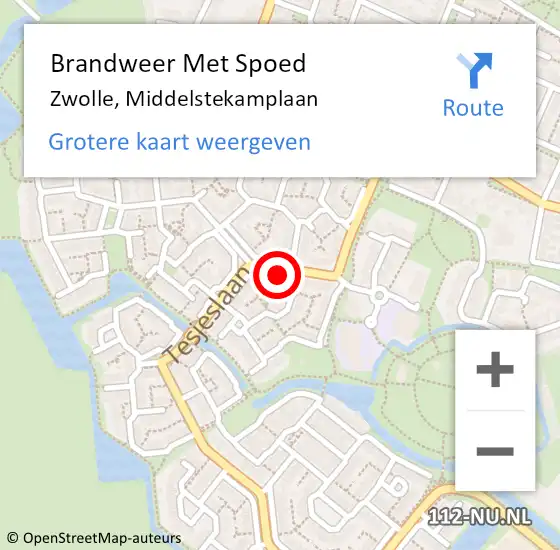 Locatie op kaart van de 112 melding: Brandweer Met Spoed Naar Zwolle, Middelstekamplaan op 1 januari 2023 01:59