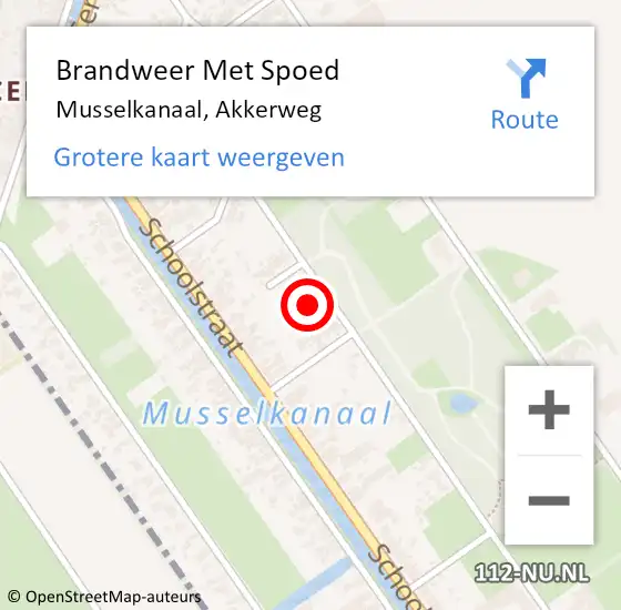 Locatie op kaart van de 112 melding: Brandweer Met Spoed Naar Musselkanaal, Akkerweg op 1 januari 2023 01:59