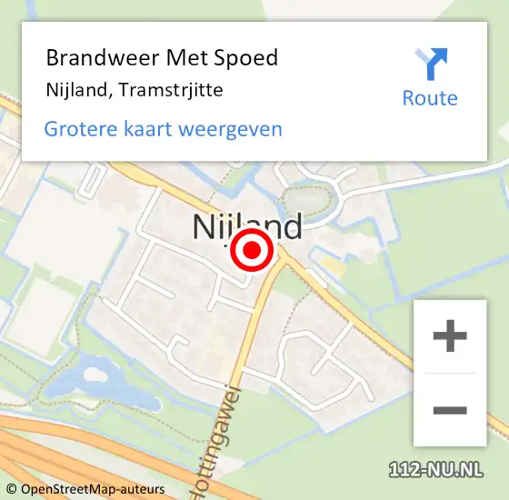 Locatie op kaart van de 112 melding: Brandweer Met Spoed Naar Nijland, Tramstrjitte op 1 januari 2023 02:01