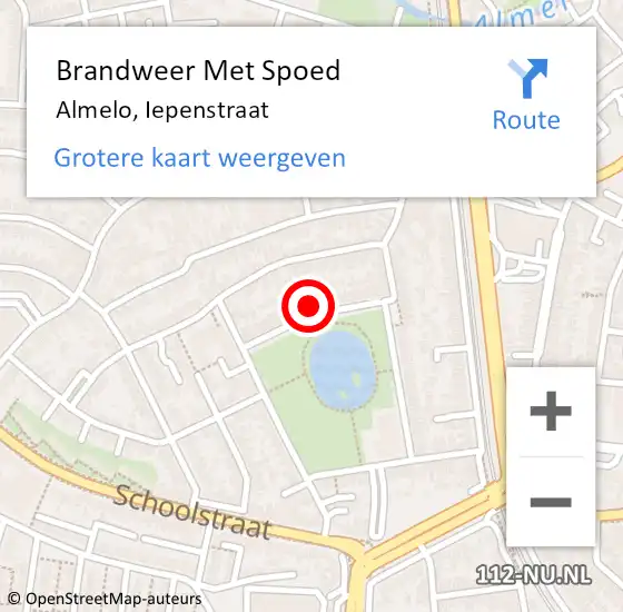 Locatie op kaart van de 112 melding: Brandweer Met Spoed Naar Almelo, Iepenstraat op 1 januari 2023 02:01