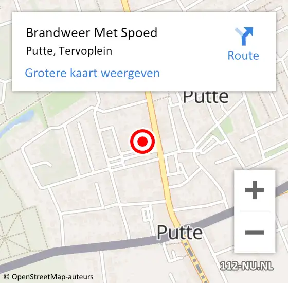 Locatie op kaart van de 112 melding: Brandweer Met Spoed Naar Putte, Tervoplein op 1 januari 2023 02:02