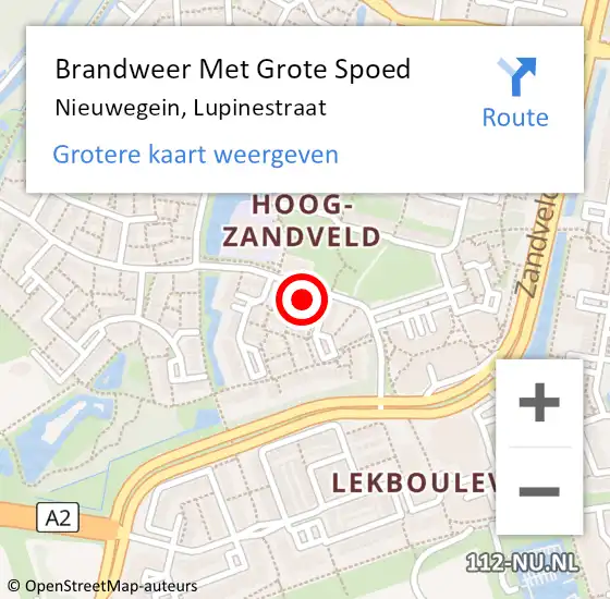 Locatie op kaart van de 112 melding: Brandweer Met Grote Spoed Naar Nieuwegein, Lupinestraat op 1 januari 2023 02:02