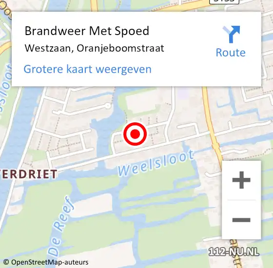 Locatie op kaart van de 112 melding: Brandweer Met Spoed Naar Westzaan, Oranjeboomstraat op 1 januari 2023 02:03