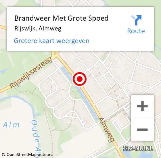 Locatie op kaart van de 112 melding: Brandweer Met Grote Spoed Naar Rijswijk, Almweg op 1 januari 2023 02:03