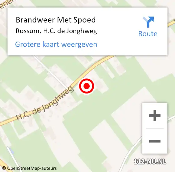 Locatie op kaart van de 112 melding: Brandweer Met Spoed Naar Rossum, H.C. de Jonghweg op 1 januari 2023 02:06