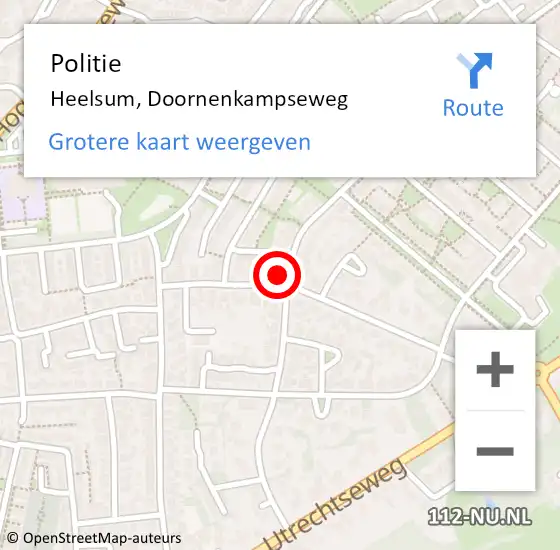 Locatie op kaart van de 112 melding: Politie Heelsum, Doornenkampseweg op 1 januari 2023 02:08