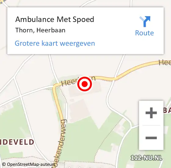 Locatie op kaart van de 112 melding: Ambulance Met Spoed Naar Thorn, Heerbaan op 1 januari 2023 02:09