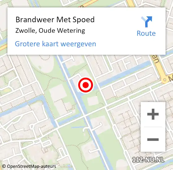 Locatie op kaart van de 112 melding: Brandweer Met Spoed Naar Zwolle, Oude Wetering op 1 januari 2023 02:10