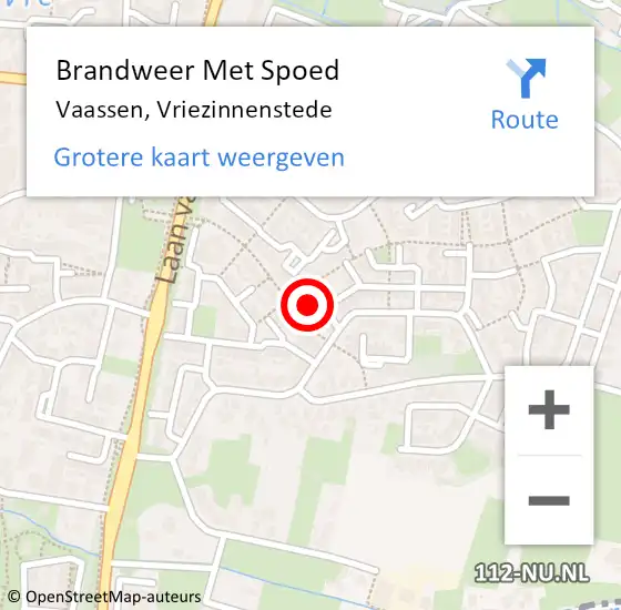 Locatie op kaart van de 112 melding: Brandweer Met Spoed Naar Vaassen, Vriezinnenstede op 1 januari 2023 02:12