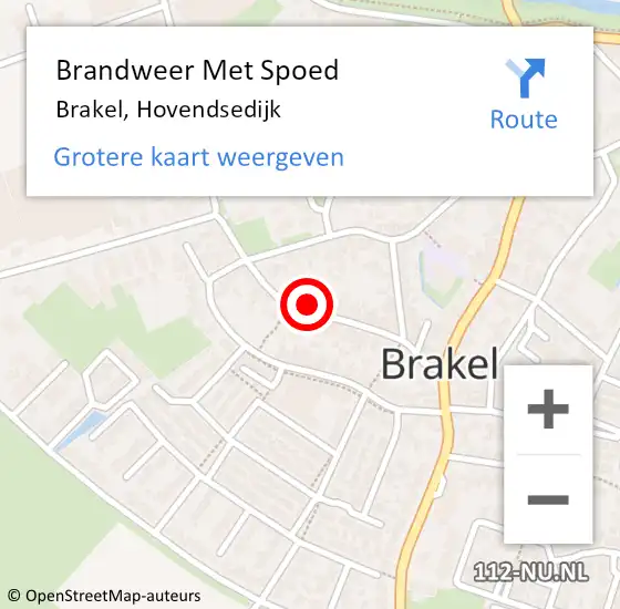 Locatie op kaart van de 112 melding: Brandweer Met Spoed Naar Brakel, Hovendsedijk op 1 januari 2023 02:14