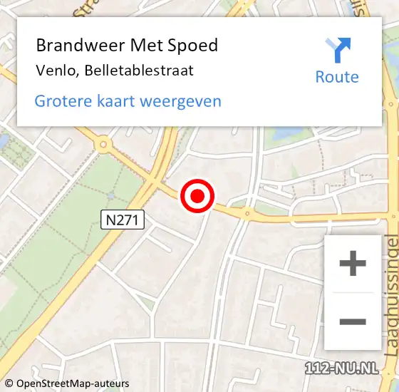 Locatie op kaart van de 112 melding: Brandweer Met Spoed Naar Venlo, Belletablestraat op 1 januari 2023 02:14