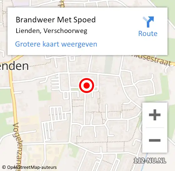 Locatie op kaart van de 112 melding: Brandweer Met Spoed Naar Lienden, Verschoorweg op 1 januari 2023 02:15