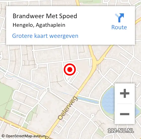 Locatie op kaart van de 112 melding: Brandweer Met Spoed Naar Hengelo, Agathaplein op 1 januari 2023 02:15