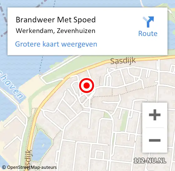 Locatie op kaart van de 112 melding: Brandweer Met Spoed Naar Werkendam, Zevenhuizen op 1 januari 2023 02:16